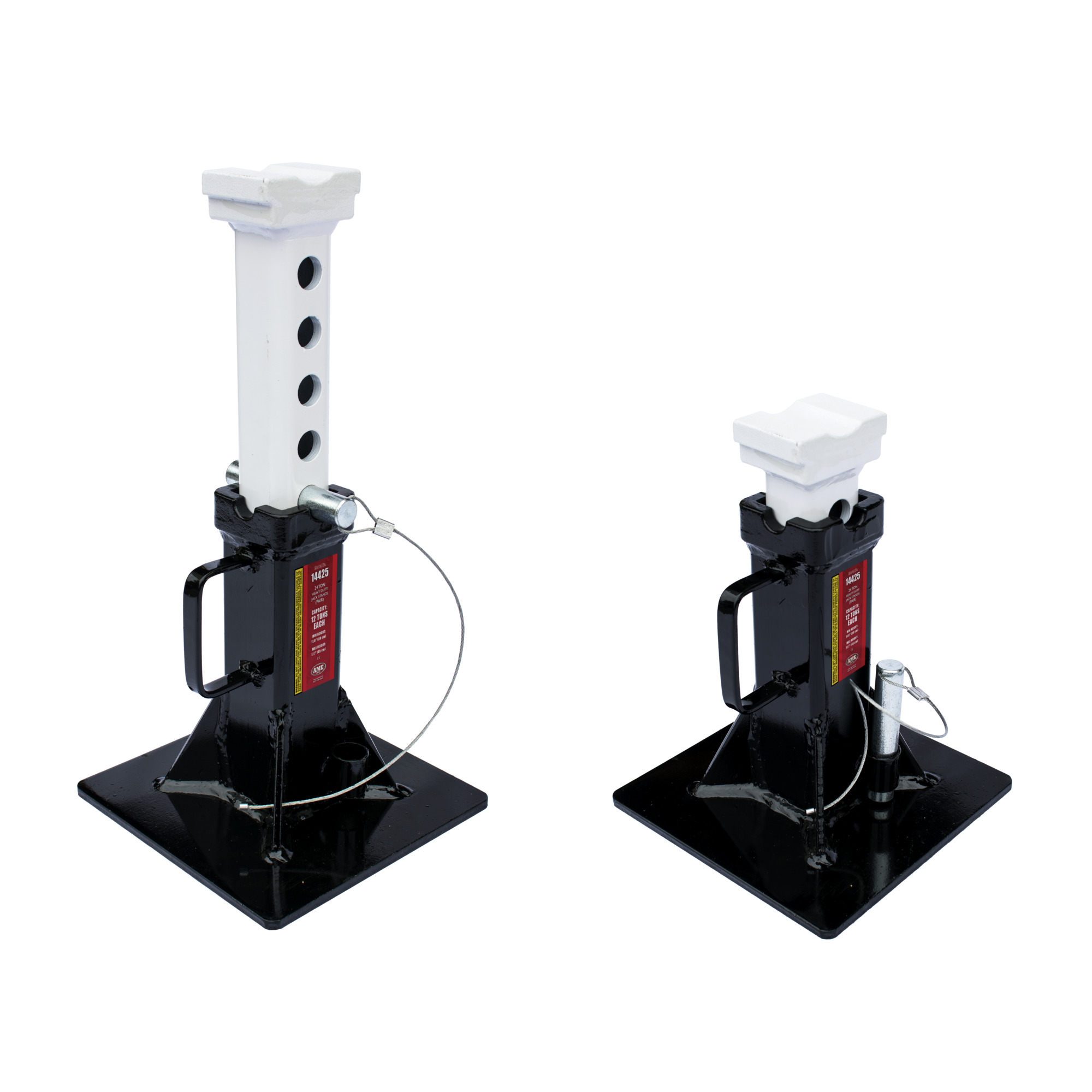 AME 24-Ton Heavy-Duty Jack Stands, Pair – Adjustable Height, Flat Base for Stability, Model 14425